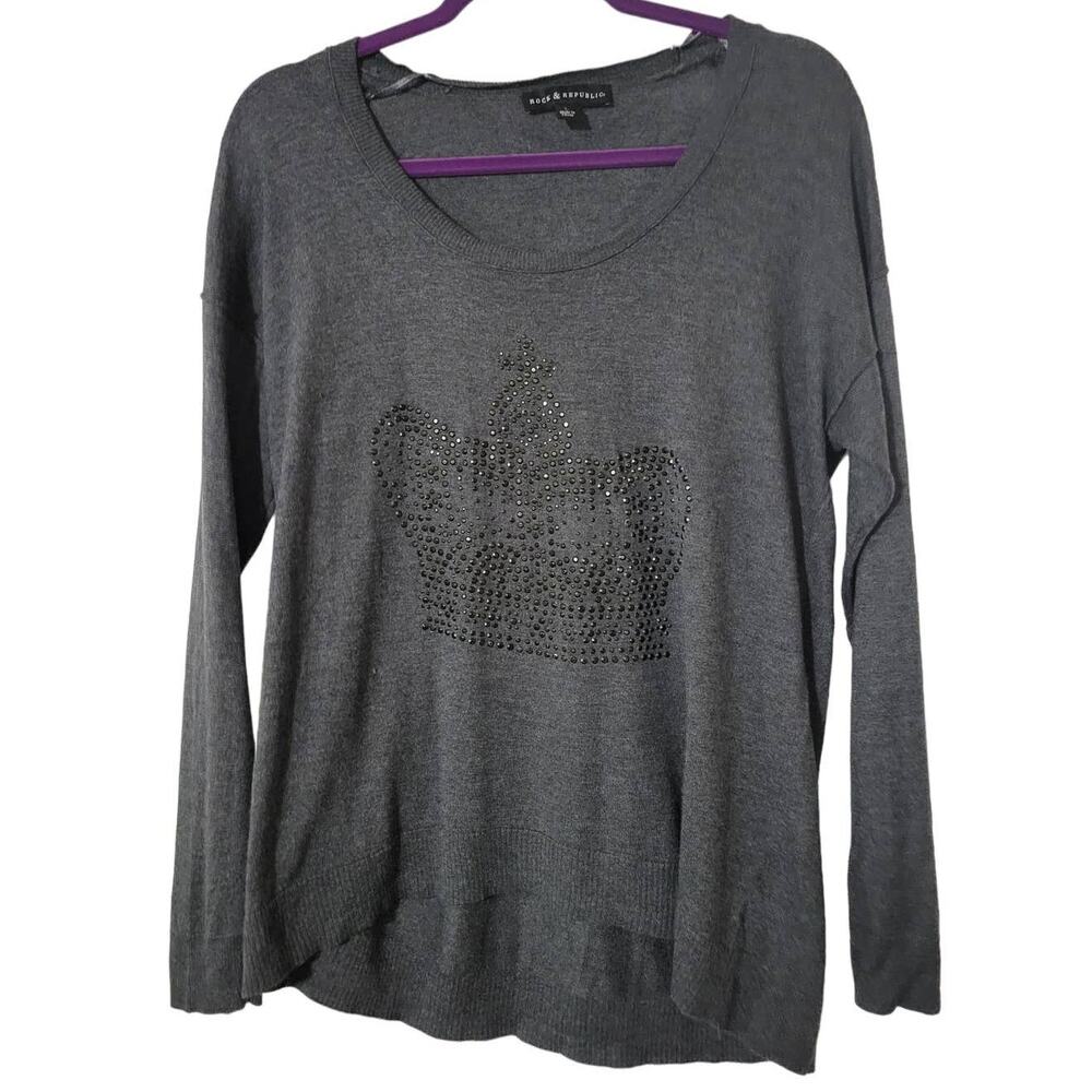 Rock‎ and Republic Gray Long Sleeve Top Size  L